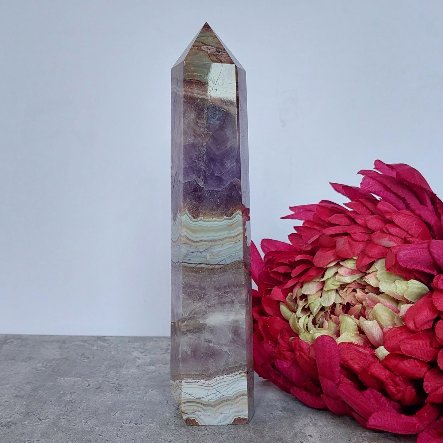 Ametisti-akaattitorni 20cm