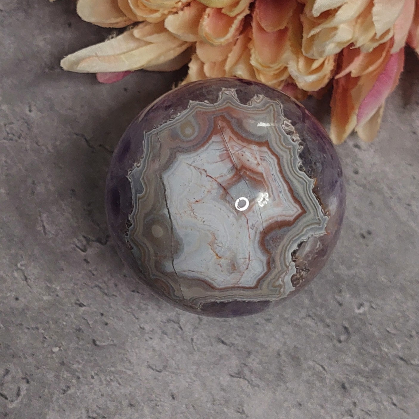 Pallo, ametistiakaatti 6,5cm 2