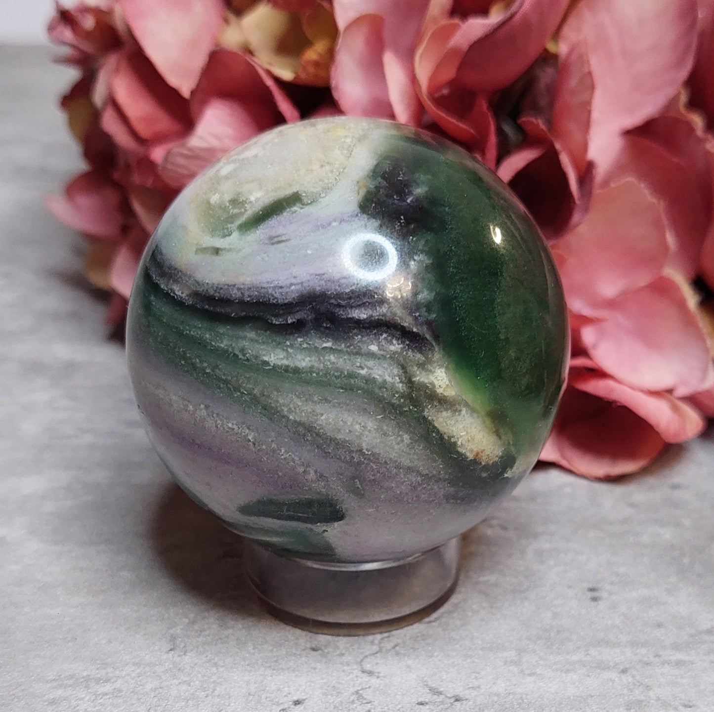 Pallo, "silkki" fluoriitti 5,7cm