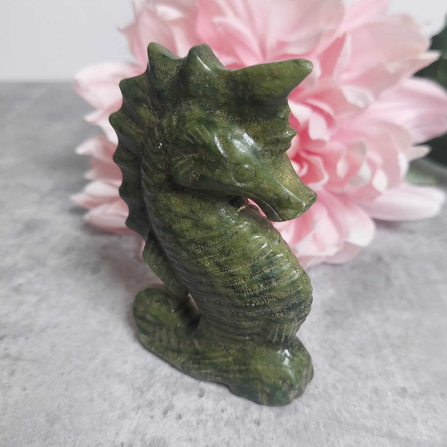 Merihevonen, vihreä jade 9cm