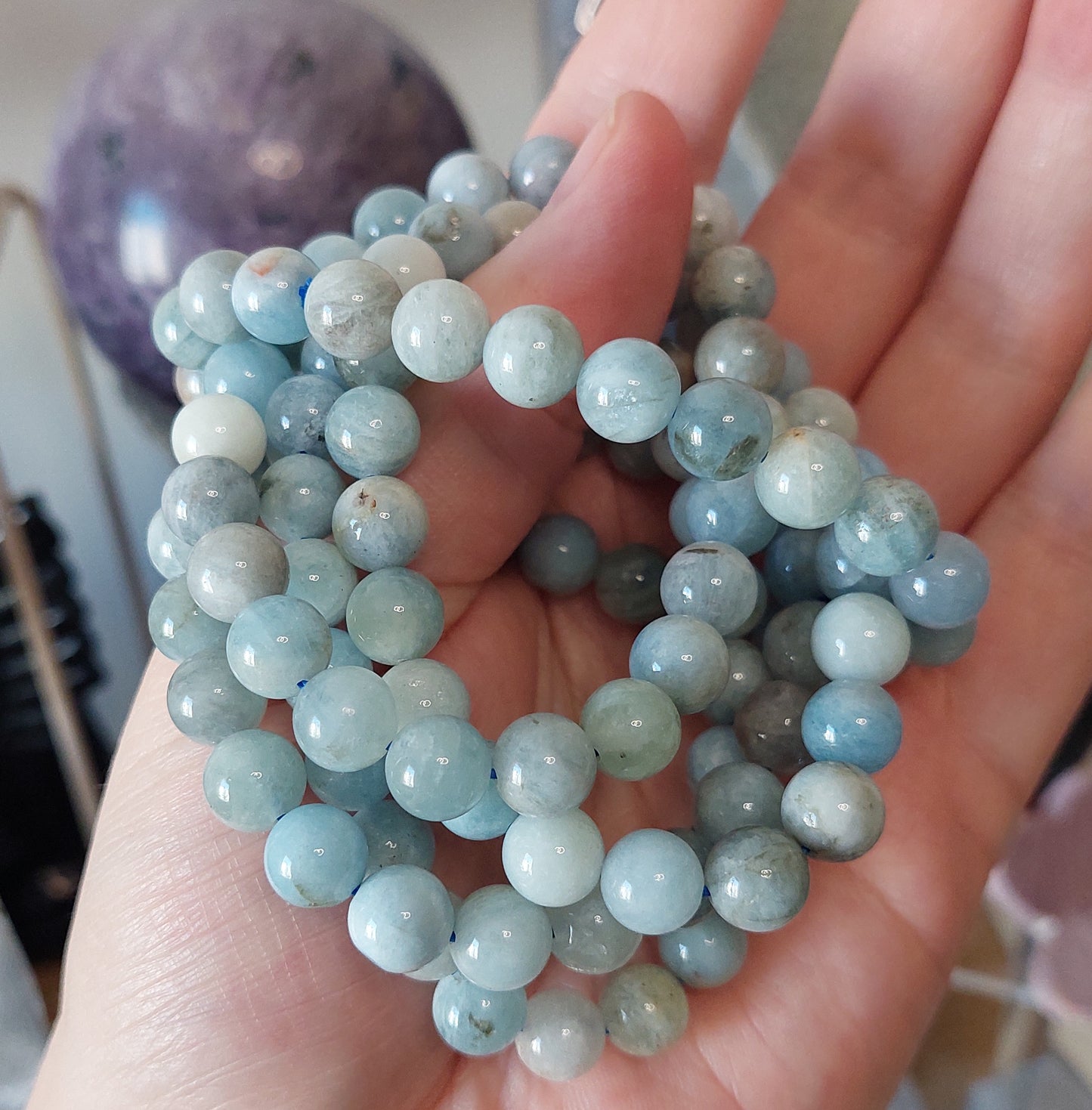 Rannekoru 8mm aquamariini