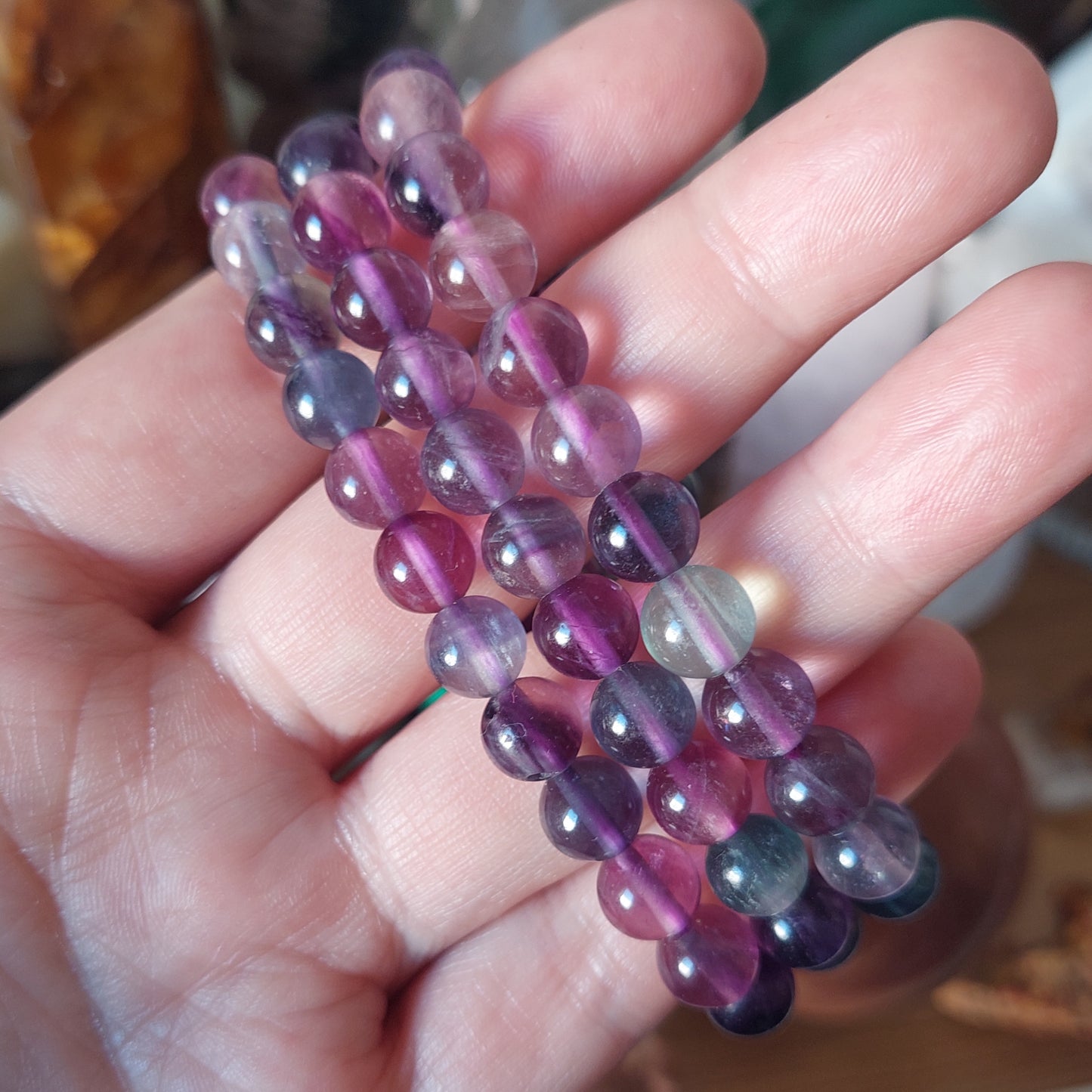 Rannekoru 8mm tumma fluoriitti