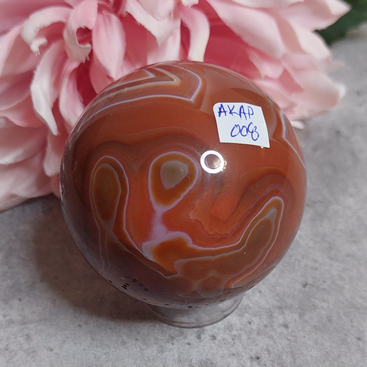 Pallo, punainen akaatti 6cm