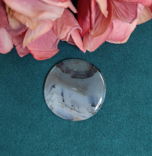 Kapussi, pyöreä dentriittinen akaatti 34x33x3mm