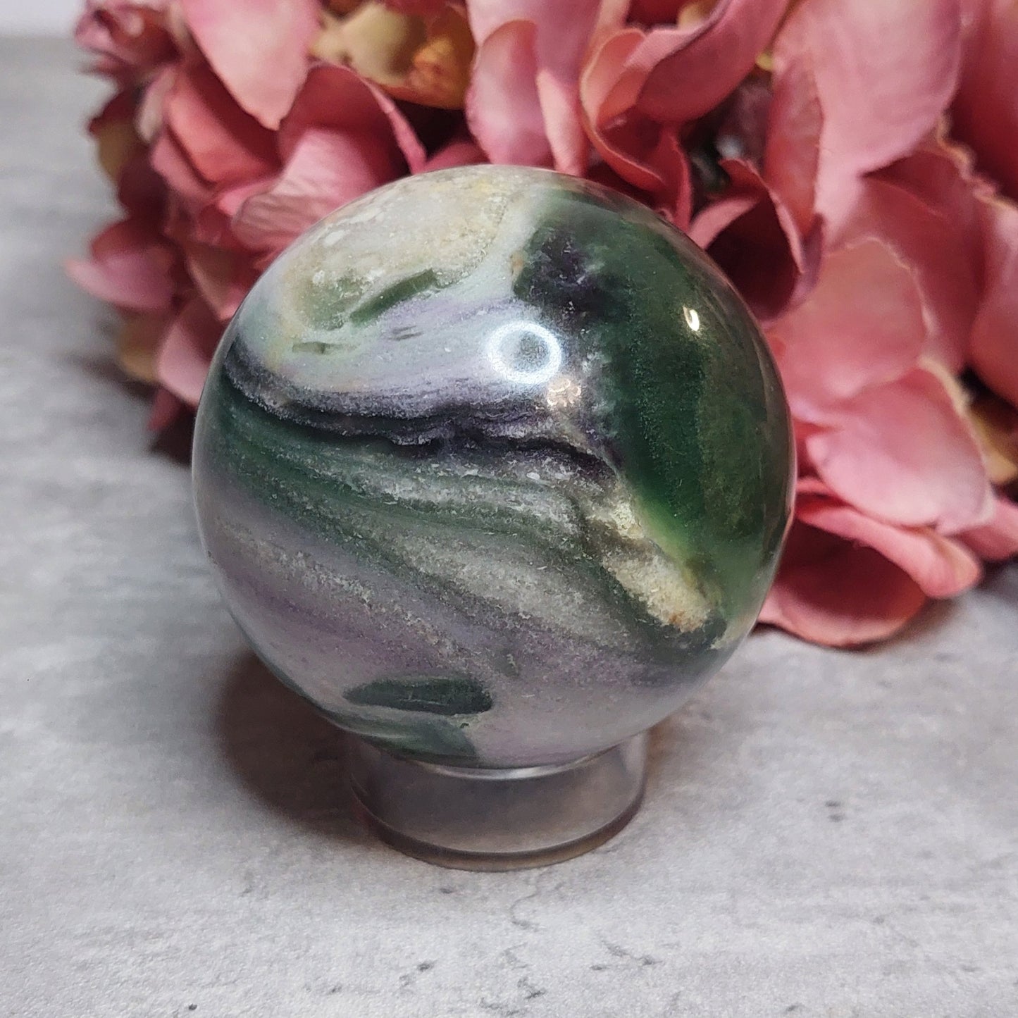 Pallo, "silkki" fluoriitti 5,7cm