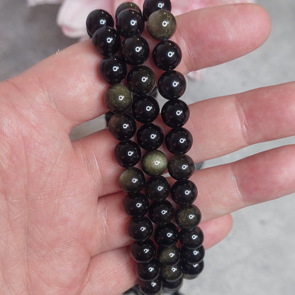 Helmiä 8mm, Golden obsidiaani 38cm nauha