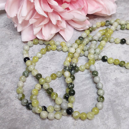 Helmiä 6mm, lemon jade 38cm nauha
