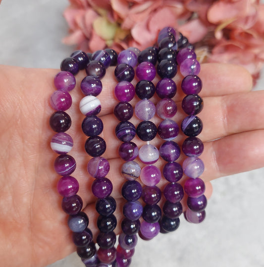 Helmiä 8mm, violetti akaatti (värjätty)