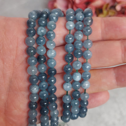 Helmiä 6mm, Burmase Jade 38cm nauha