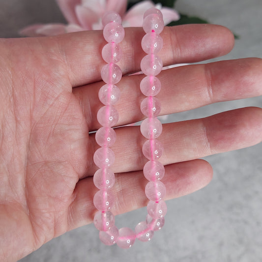 Helmiä 8mm, Ruusukvartsi 38cm nauha