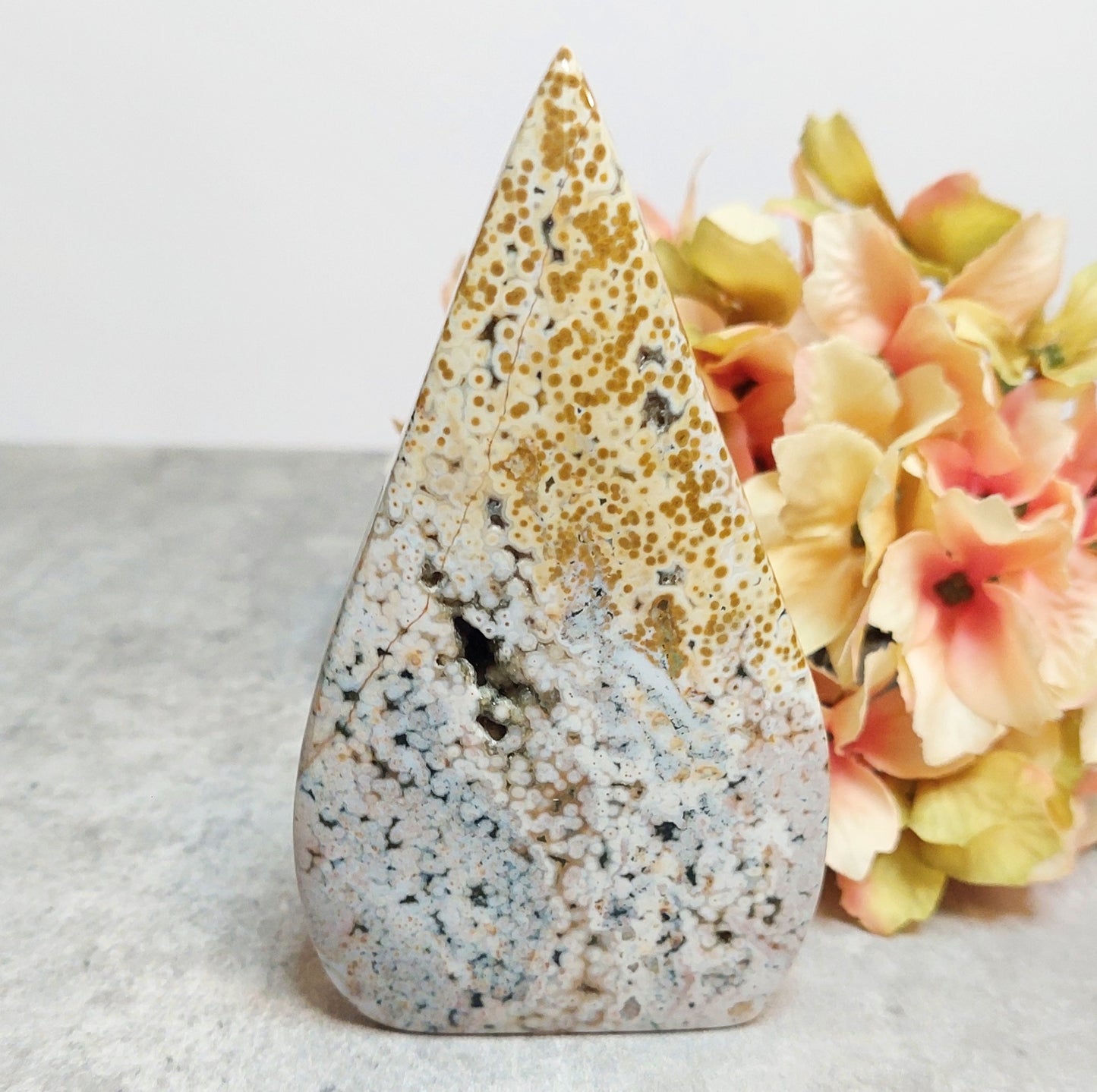 Lehti, pilkullinen valtamerijaspis 12cm