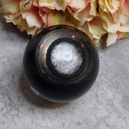 Pallo, hopeaobsidiaani 6cm