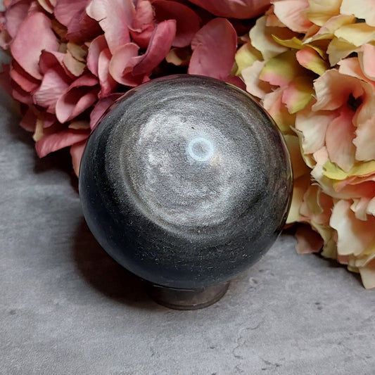 Pallo, hopeaobsidiaani 6,9cm