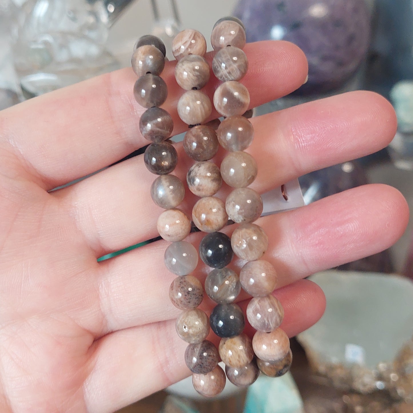 Rannekoru 8mm kuukivi (tumma sekoitus)