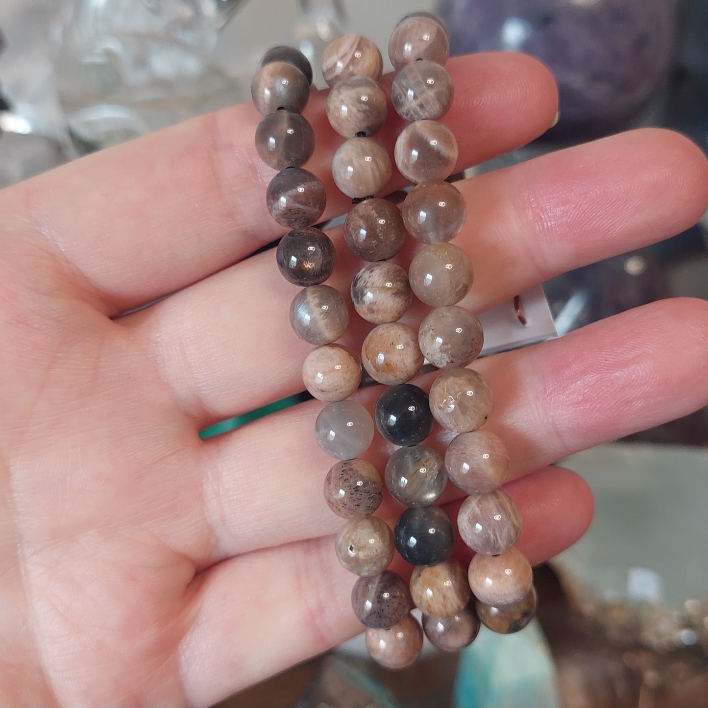 Rannekoru 8mm kuukivi (tumma sekoitus)