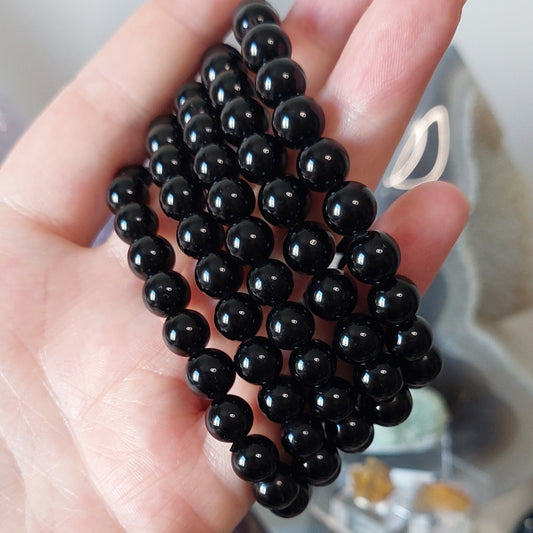 Rannekoru 8mm obsidiaani