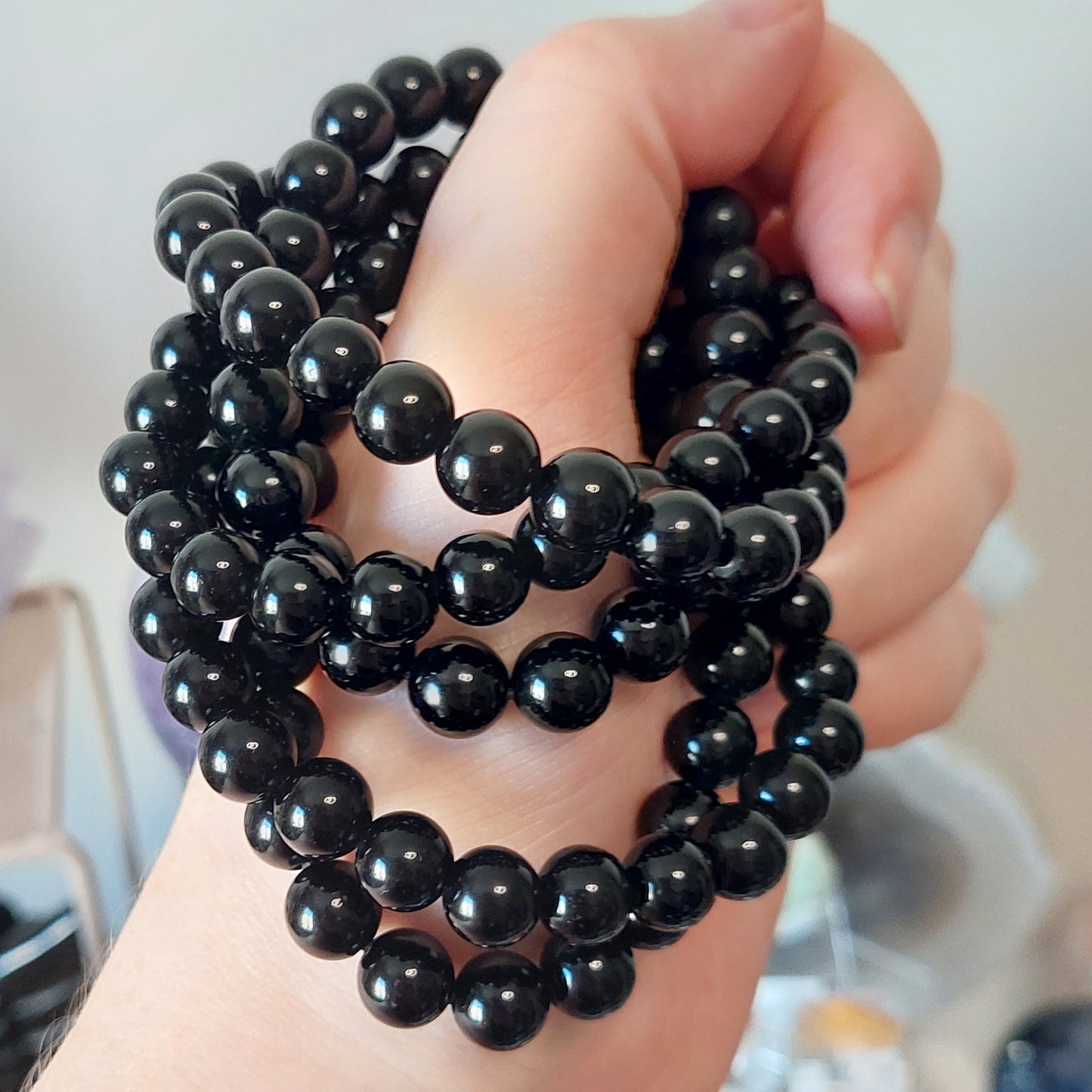 Rannekoru 8mm obsidiaani