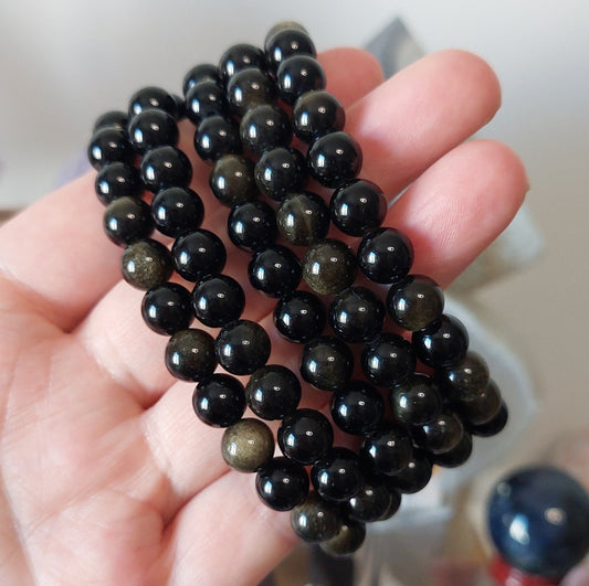 Rannekoru 8mm kultaobsidiaani