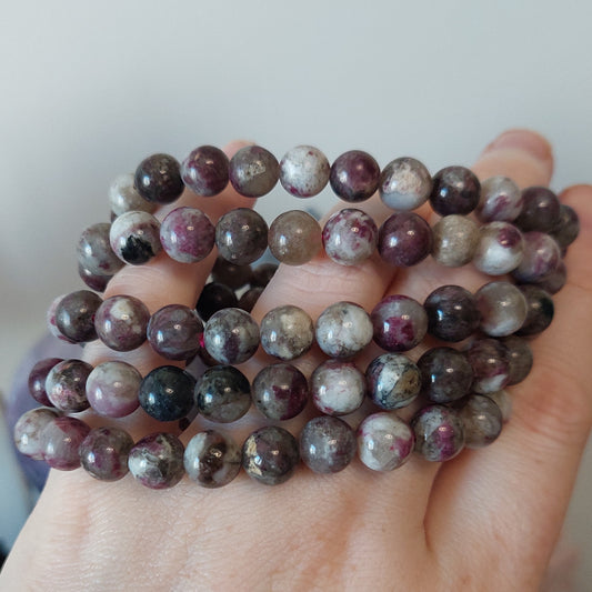 Rannekoru 8mm pinkki turmaliini sekoitus