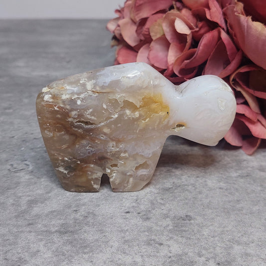 Puhveli, "zuni" Pink Plume akaatti Indonesia