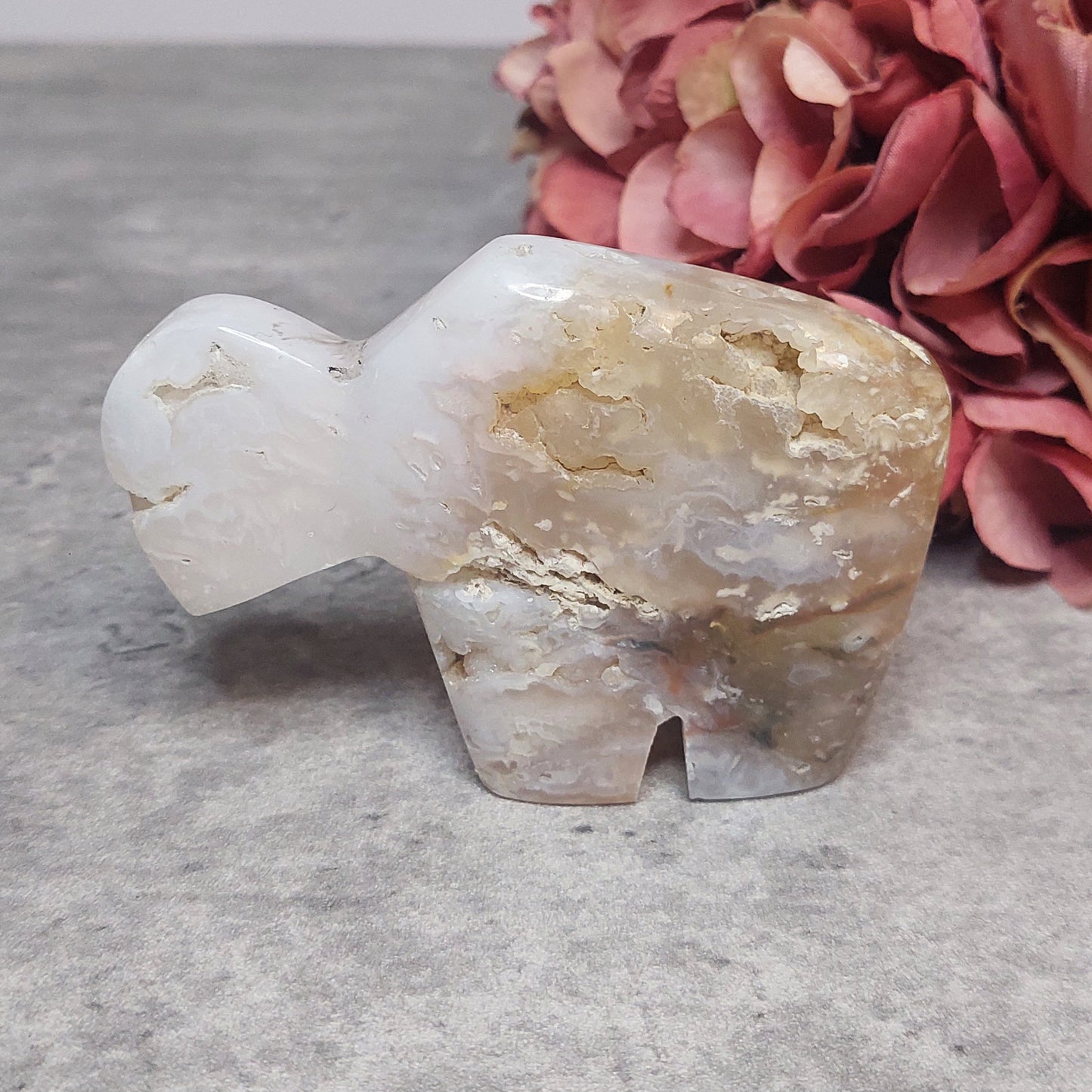 Puhveli, "zuni" Pink Plume akaatti Indonesia