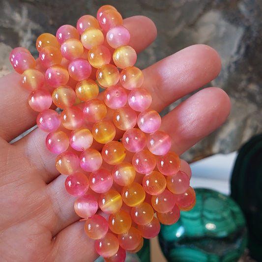 Rannekoru 8mm seleniitti kelta-pinkki