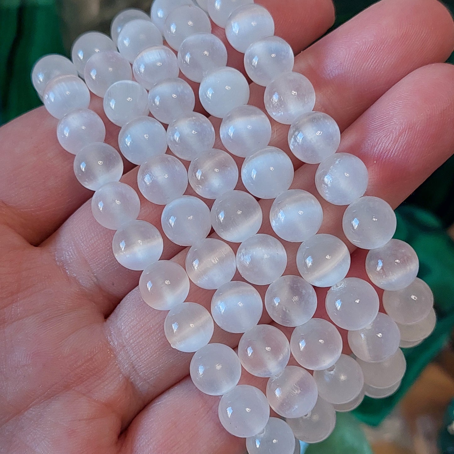 Rannekoru 8mm seleniitti valkoinen