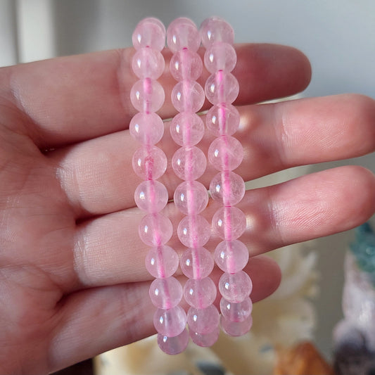 Rannekoru 8mm ruusukvartsi